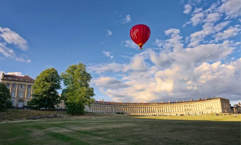 Hot air balloon ride views over Bath