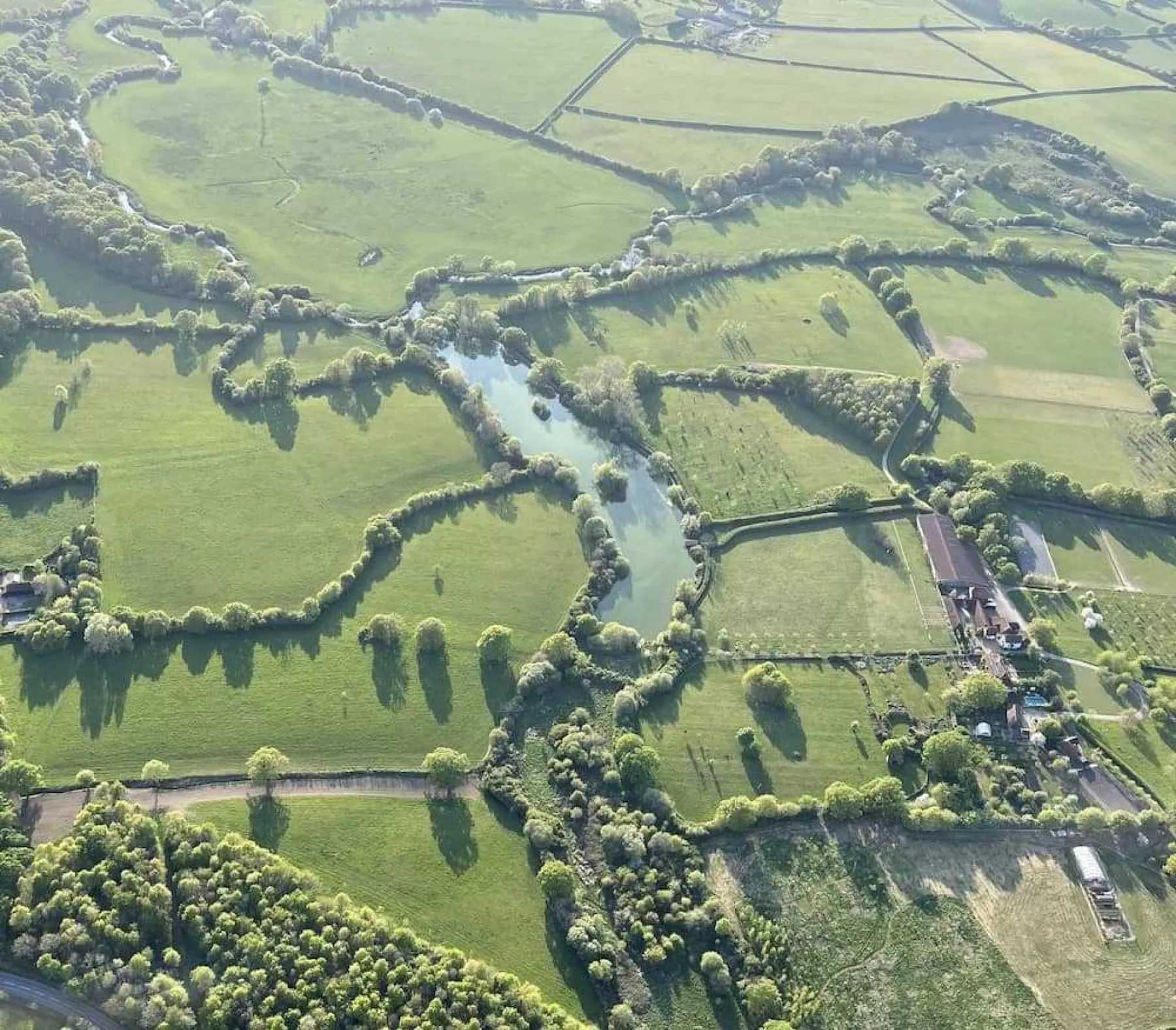 views from a hot air balloon ride over the surrey countryside