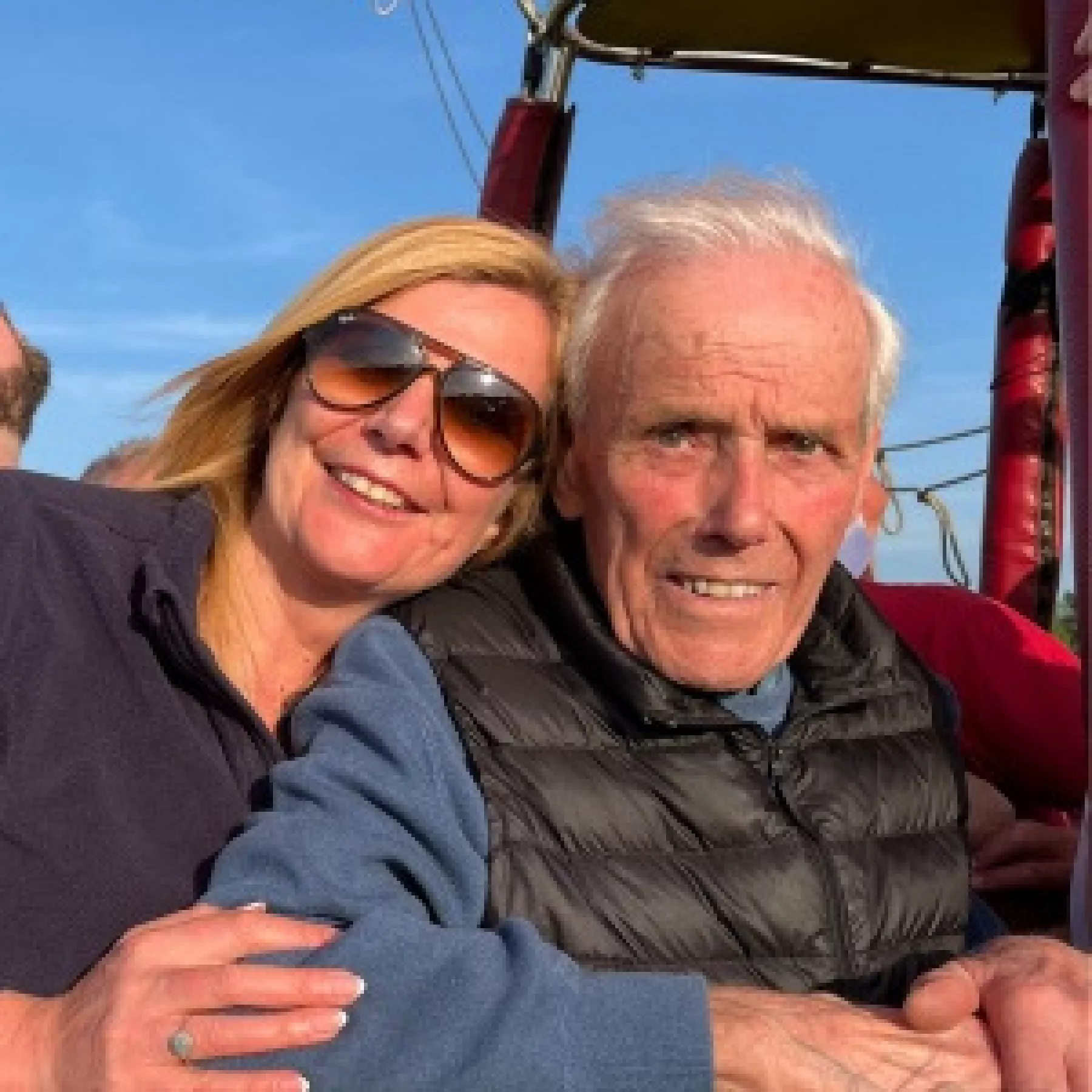 Father and daughter enjoying a hot air balloon ride